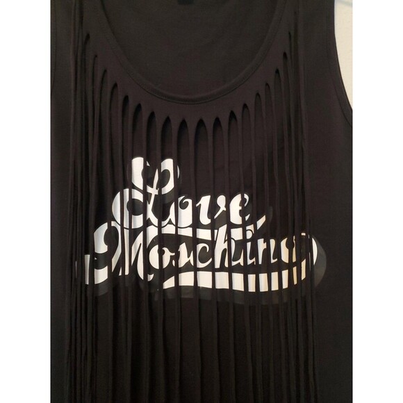 Love Moschino Black Fringe Cut Tank Top 90's Size 6 US NWT $170 - Picture 2 of 16